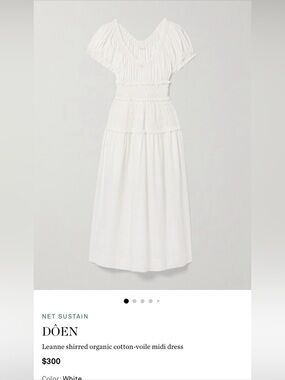 Doen White Smocked Midi Skirt with Ruffle Trim